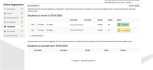 OLR Students to Enroll Screenshot